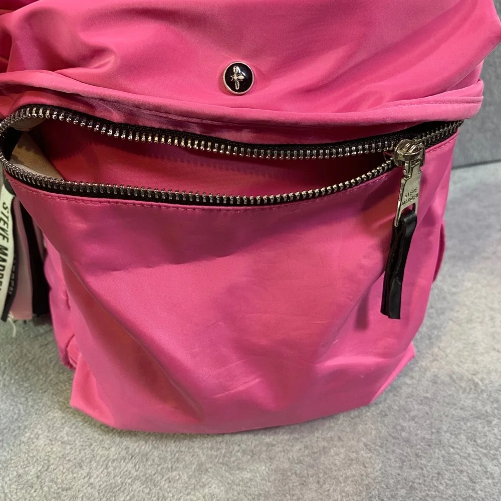 Steve Madden Backpack Women's Medium Pink Nylon Lightweight Logo Flaw Fair